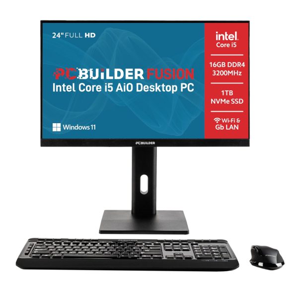 PCBuilder FUSION 24â€³ Intel Core i5-14400 Windows 11 Pro AiO Desktop PC