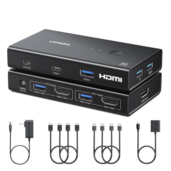 UGreen 2-In-1 HDMI KVM Switch 4 USB Ports 4K@60Hzâ€“Black