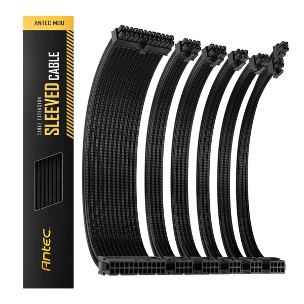 Antec 300mm Sleeved Braided Power Extension Cable Kit - BlackÂ 