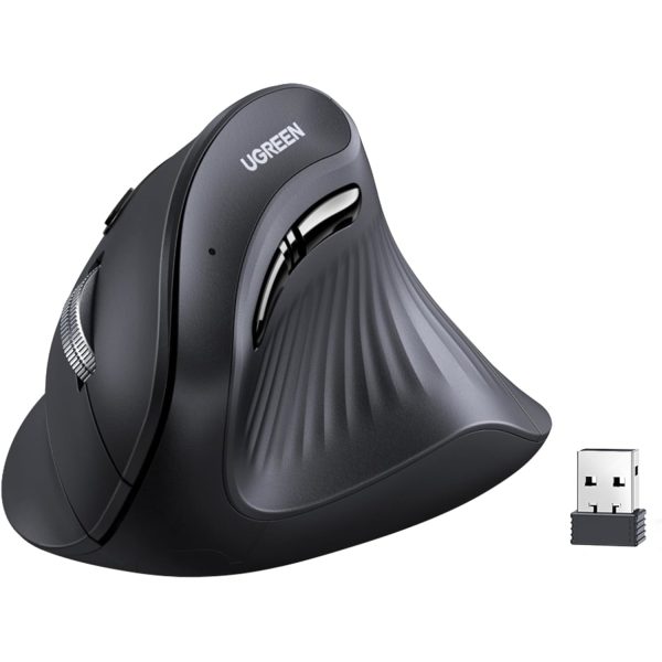 UGreen Multi-Mode Vertical Mouse Bluetooth and 2.4G Wirelessâ€“Black